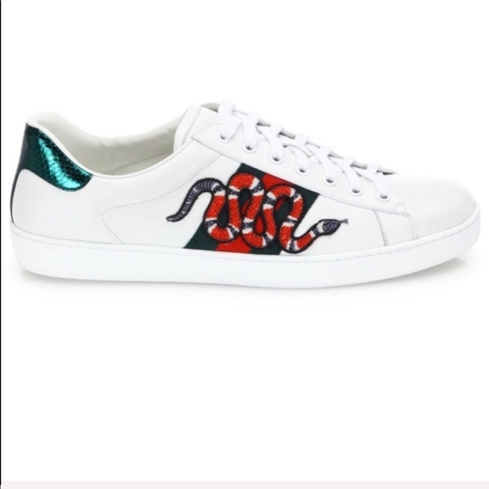 Gucci ACE snake embroidered with snakeskin stripes